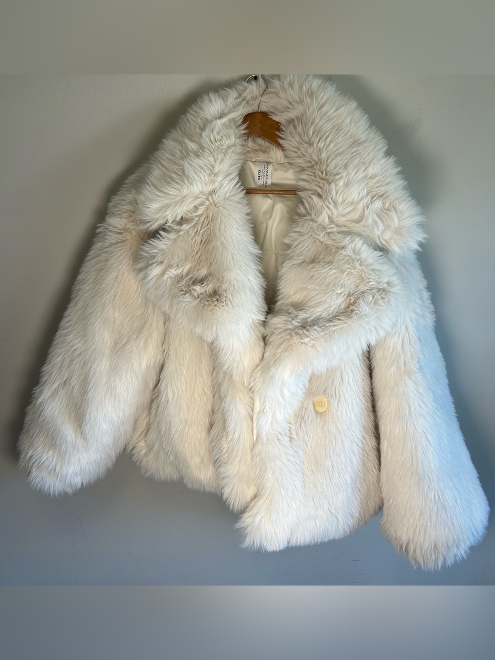 Banana Republic Reversible Faux Fur Down Filled Coat Women’s XL White Fluffy EUC